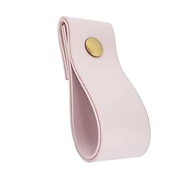 Imagem de Puxador Dobi Parafuso - Textura de Couro Rosa - Parafuso Dourado