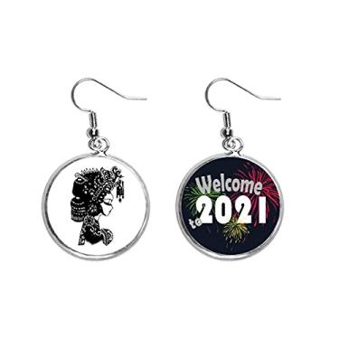 Imagem de Brinco com pingente de orelha com desenho chinês Dowry Girl 2021 Blessing