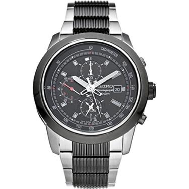 Imagem de Seiko Relógio masculino SNAB19 Alarm cronógrafo prata/preto, Prata, Cronógrafo