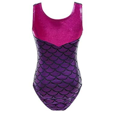 Imagem de SEAUR Collant de ginástica para meninas, roupa de dança, roupa de bicicleta, roupa de ginástica, roupa de ginástica, A sem mangas/roxo, 12