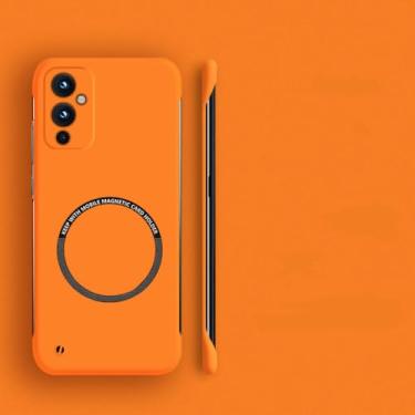 Imagem de Capa de telefone magnética sem moldura para PC rígido para Oneplus 10 Pro 9R 9RT 10R 10T 11 9 8T 7T 8 7 Pro Capa fina fosca, laranja, para OnePlus 7 Pro