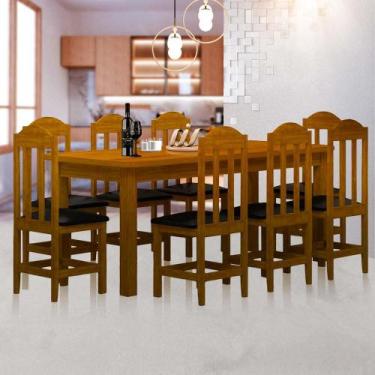 Imagem de Mesa De Jantar Com 8 Cadeiras Estofadas Madeira Maciça Safira Imbuia S