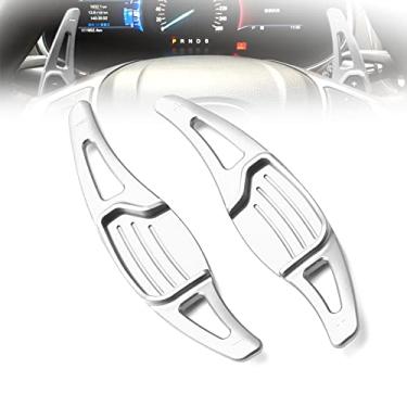 Imagem de HIBEYO Substituição esportiva para Ford Mondeo Lincoln MKZ Taurus Edge Shift Paddle CNC Billet Volante Pá Shifter Extensão Shifter Acabamento Capa Decoração Interior Liga Prata