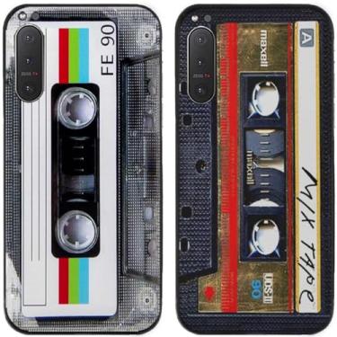 Imagem de 2 peças retrô fita cassete impressa TPU gel silicone capa de telefone traseira para Sony Xperia Series (Sony Xperia 5 II)