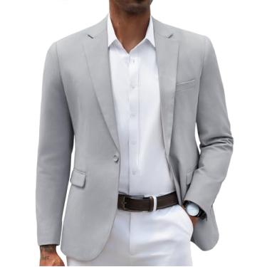Imagem de COOFANDY Blazer masculino casual slim fit casaco esportivo leve com um botão, Cinza claro, Large