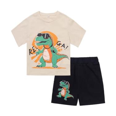 Imagem de Conjunto de camisetas e shorts de algodão de manga curta para meninos de 2 a 7 anos, Laranja, 2Y