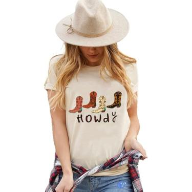 Imagem de Camiseta Howdy feminina Southern Western Cowgirl Country Music Rodeo Boots Concert Top, Damasco, G