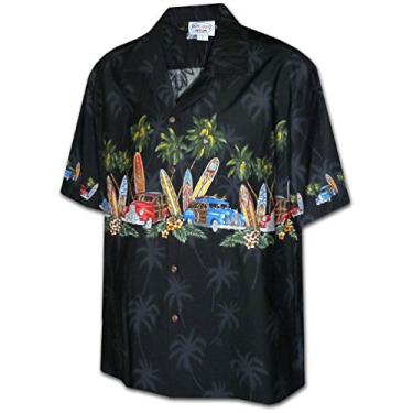 Imagem de Pacific Legend Camisetas havaianas para meninos Island Woodies, Preto, G