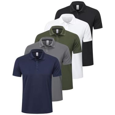 Imagem de ZENGVEE Camisas polo masculinas com absorção de umidade, manga curta, desempenho de secagem rápida, camisetas atléticas de golfe, Preto, cinza, verde, azul-marinho, branco, XXG