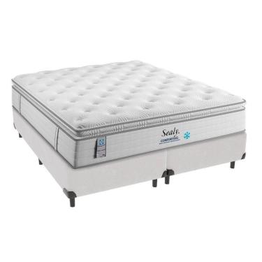 Imagem de Cama + Box Colchão Queen Comfort Gel Hipersoft Sealy Cor:branco