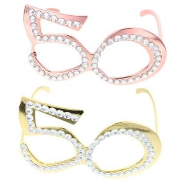 Imagem de 2 peças óculos de aniversário óculos de 50 anos comemoração lembrancinhas de festa de aniversário óculos acessórios de festa de aniversário número de adereço de festa feliz aniversário plástico/1556