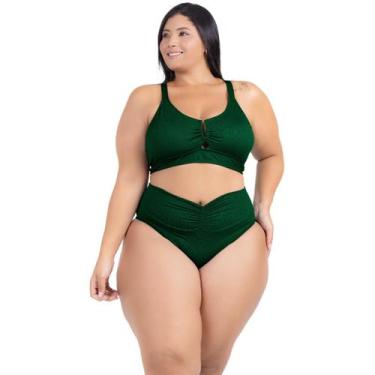 Imagem de Biquini Plus Size Feminino Moda Praia Decote Em U Dourado - Hype Modas