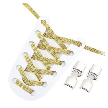 Imagem de Elastic Shoelaces Sneakers Mix And Match Colors No Tie Shoe Laces Children Adult Wide Fast Shoelaces(Gold)