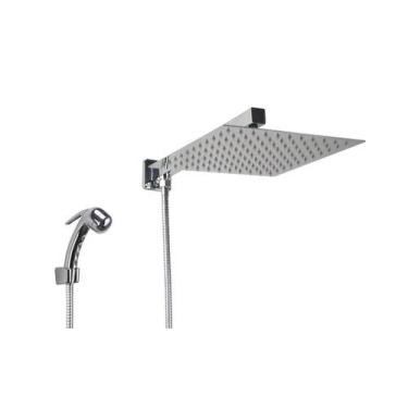 Imagem de Ducha Inox 304 25x25 cm c/ Desviador e Ducha Manual em ABS com Trava -