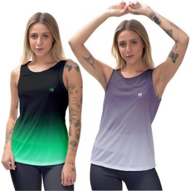 Imagem de Kit 2 Camiseta Feminina Regata Cavada Térmica Slim Esportiva Caminhada