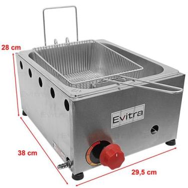 Imagem de Fritadeira De Inox A Gás 5 Litros 1 Cuba Para Batatas Salgadinhos Pole