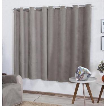 Imagem de Cortina Suede 2,70m P/ Varão Até 2m larg Semi Blackout Bege Escuro - E