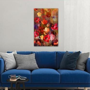 Imagem de Quadro Decorativo em Tela Flores Aquarela 60x40cm para Sala Recepção E