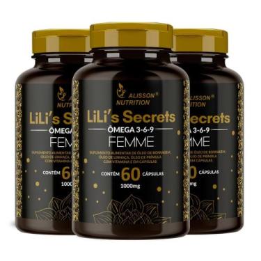Imagem de Kit 3 Omega Mulher 3 6 9 Lilis Secrets 3x60 cápsulas - Alisson Nutriti