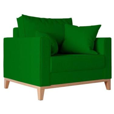 Imagem de Poltrona Decorativa Pes e Base em Madeira Beny Suede Verde - Kimi Desi