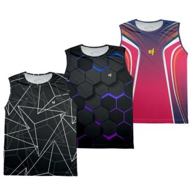 Imagem de Kit 3 Regata Cavada Camiseta Masculina Academia Musculação Caminhada D