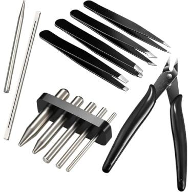 Imagem de 12 kits de ferramentas de metal incluindo 7 modelos de ferramentas de dobra de borda longa ferramenta de torção cilíndrica em forma de cone, 1 cortador e 4 pinças de metal para montagem de