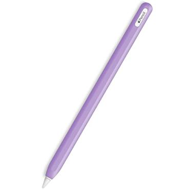 Imagem de Capa fina de silicone macio compatível apenas com Apple Pencil 2ª geração, capa protetora para iPad Apple Pencil 2ª geração (roxa)