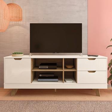 Imagem de Rack Michigan Artely com 2 gavetas e 4 nichos para TVs de até 65 polegadas