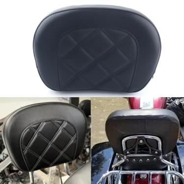 Imagem de FINMOKAL Almofada de encosto Passenger Sissy Bar adequada para Harley Touring Road King CVO Electra Street Road Glide Solftail Heritage Classic 1996-2021-Costura preta