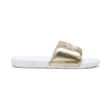 Imagem de PUMA Sandálias casuais masculinas Cool Cat 2.0 Metallic Shine Slide Casual - Dourado, Branco, Dourado, 6