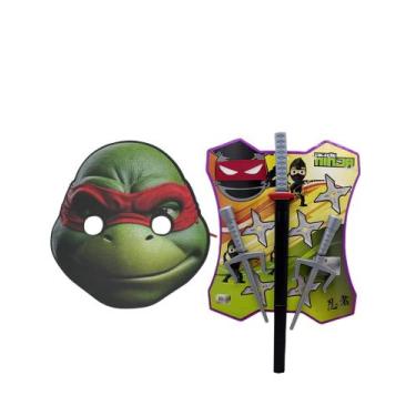 Imagem de Máscara Raphael Tartaruga Ninja 2 Adagas 1 Espada Realista - SGB MODAS