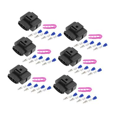 Imagem de TUCKBOLD Conjunto de 6 4 pinos No.1J0973724 bobina de ignição bobina de ignição conector adaptador plugue clipe de substituição para VW para Audi para assento para peças automotivas Skoda