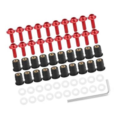 Imagem de REPAIROCK 20 peças M5 5 mm Parafusos de Para-brisas de Motocicleta Carenagem Parafusos de Para-brisas Parafuso Porcas de Montagem de Para-brisas Instalação Vermelho Auto Peças de Reposição