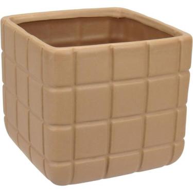 Imagem de VASO DECORATIVO ENFEITE CASA APARADOR HOME&CO CERÂMICA 13x15x15cm NUDE