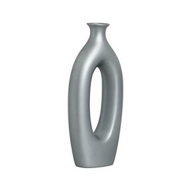 Imagem de Vaso Decorativo de Mesa de Cerâmica Taj Grande Cinza Fosco