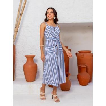Imagem de Vestido Longo Midi Premium Liso de Alcinha com Botões e Bojo Tendencia