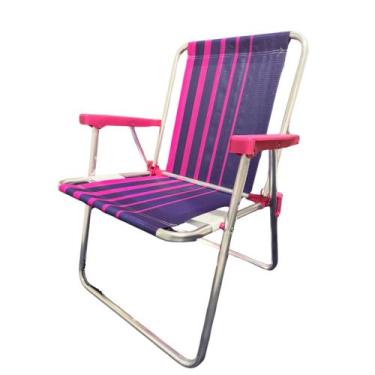 Imagem de Cadeira de Praia Alta Alumínio Dobrável reforçada - Sol, Rosa