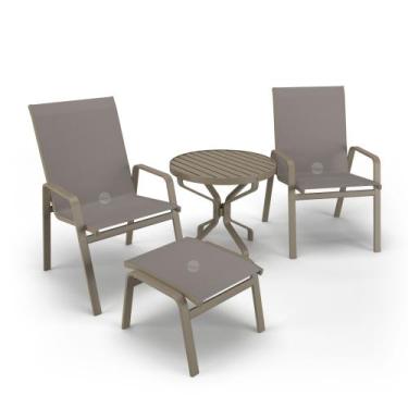 Imagem de Conjunto Ripado 2 Cadeiras com Mesa e Apoio Alumínio Fendi - Aluv Móve