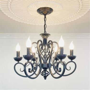 Imagem de OUFULA Lustre retrô americano LED Personalidade Criatividade Sala de Estar Restaurante Quarto Estudo Villa Hotel Café Bar Clothing Store Lâmpada Pendente (C 6 luzes)