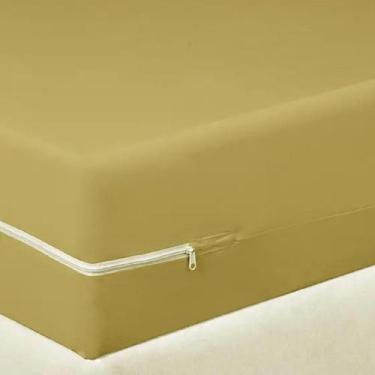 Imagem de Capa para Colchão Solteiro com Ziper 100% Algodão - Tecebem, Bege