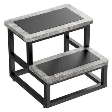 Imagem de SZLHANJZ Bancos De Apoio Para Crianças E Adultos, Bancos De Apoio Resistentes, Degraus Para Camas Altas, Apoio De Pés Antiderrapante De Metal E Madeira Com 2 Degraus Para Cabeceira De Cozinha, Cant