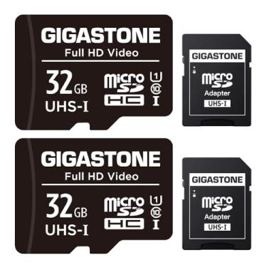 Imagem de Gigastone - Cartão de memória de 32 GB, conjunto de 2 cartões, velocidade de leitura de até 90 MB/s. Ideal para Full HD vídeo Gopro câmara drone tablet, U1 cartão micro SDHC com mini estojo e