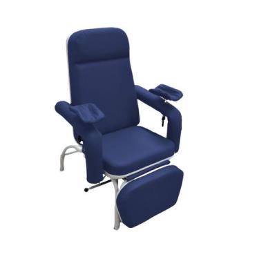 Imagem de Poltrona Hospitalar Reclinável Para Coleta e Hemodiálise Comfort Azul 