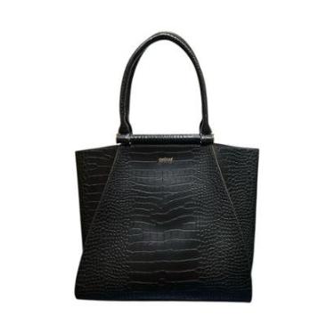 Imagem de Bolsa Feminina Colcci Shopping Bag Croco De Ombro Grande Preto-Feminino