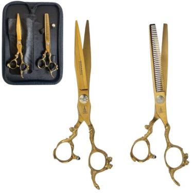 Imagem de Kit Tesouras Profissional Cabeleireiro Laser Desfiadeira 7.0 - Mofashi