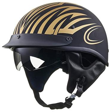 Imagem de ILM Capacete De Motocicleta Aberto, Meio Capacete, Para Ciclomotor, Scooter, Com Viseira Solar, Modelo Aprovado Pela Dot-210V (Dourado, Extragrande)