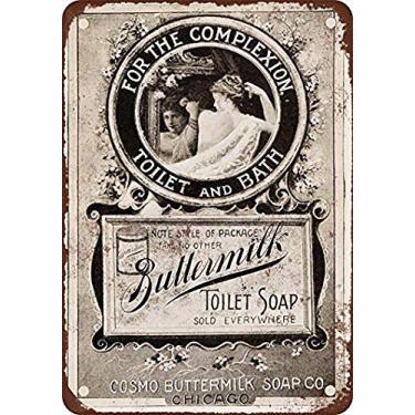 Imagem de ALVANDA Placa De Lata Metal Com Aparência Vintage Sabonete Leitelho 1895, 8X12"