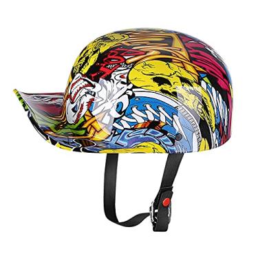 Imagem de Woljay Capacete De Motocicleta Vintage Aberto, Boné Beisebol Retrô, Meio Capacete, Masculino E Feminino, Para Scooter, Ciclomotor, Motoneta, Jet Ski - Certificado Dot (X-Grande, Pintura)