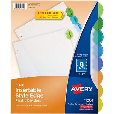 Imagem de Divisórias plásticas inseríveis Avery Style Edge, 8 abas, ., 1-Pack