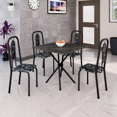 Imagem de Conjunto Sala de Jantar com 4 Cadeiras Lívia Preto